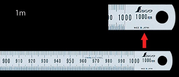 細巾直尺 シルバー 1m ステンレス ステン スケール 定規 シンワ測定