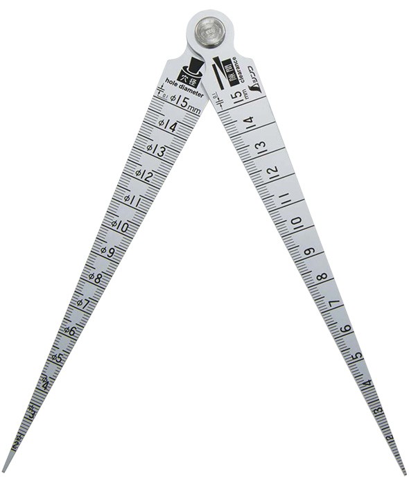 テーパーゲージ ダブル 1～15mm隙間・穴径・長さ測定目盛付 