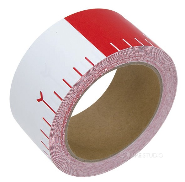 貼付ロッド 合成紙製 50mm×25m 赤白20cm間隔 