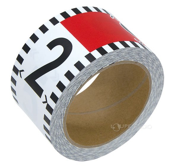 貼付ロッド 合成紙製60mm×26m赤白20cm間隔 目盛数字付 