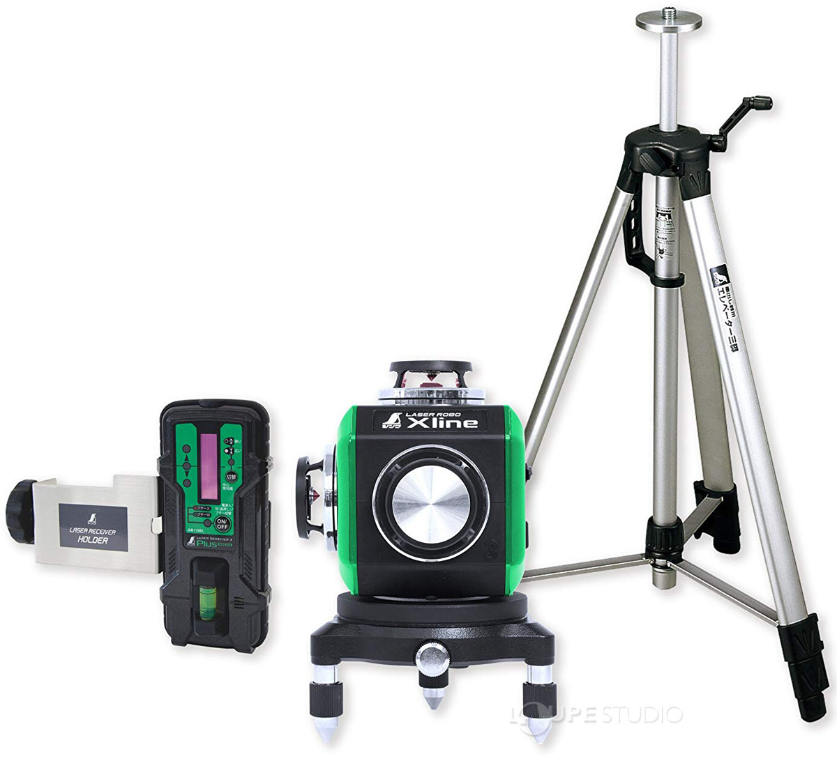 レーザーロボ X line グリーン 受光器・三脚セット 
