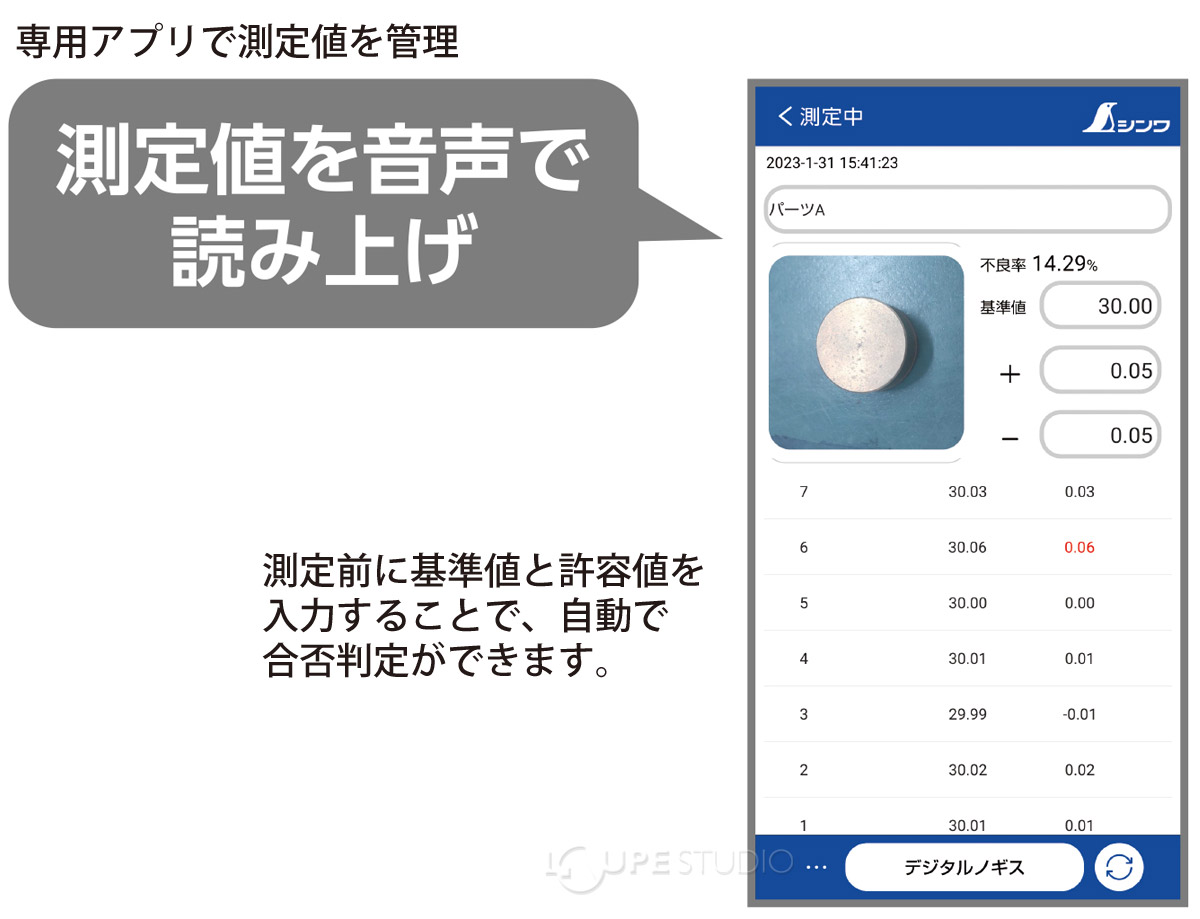 専用アプリで測定値を管理 