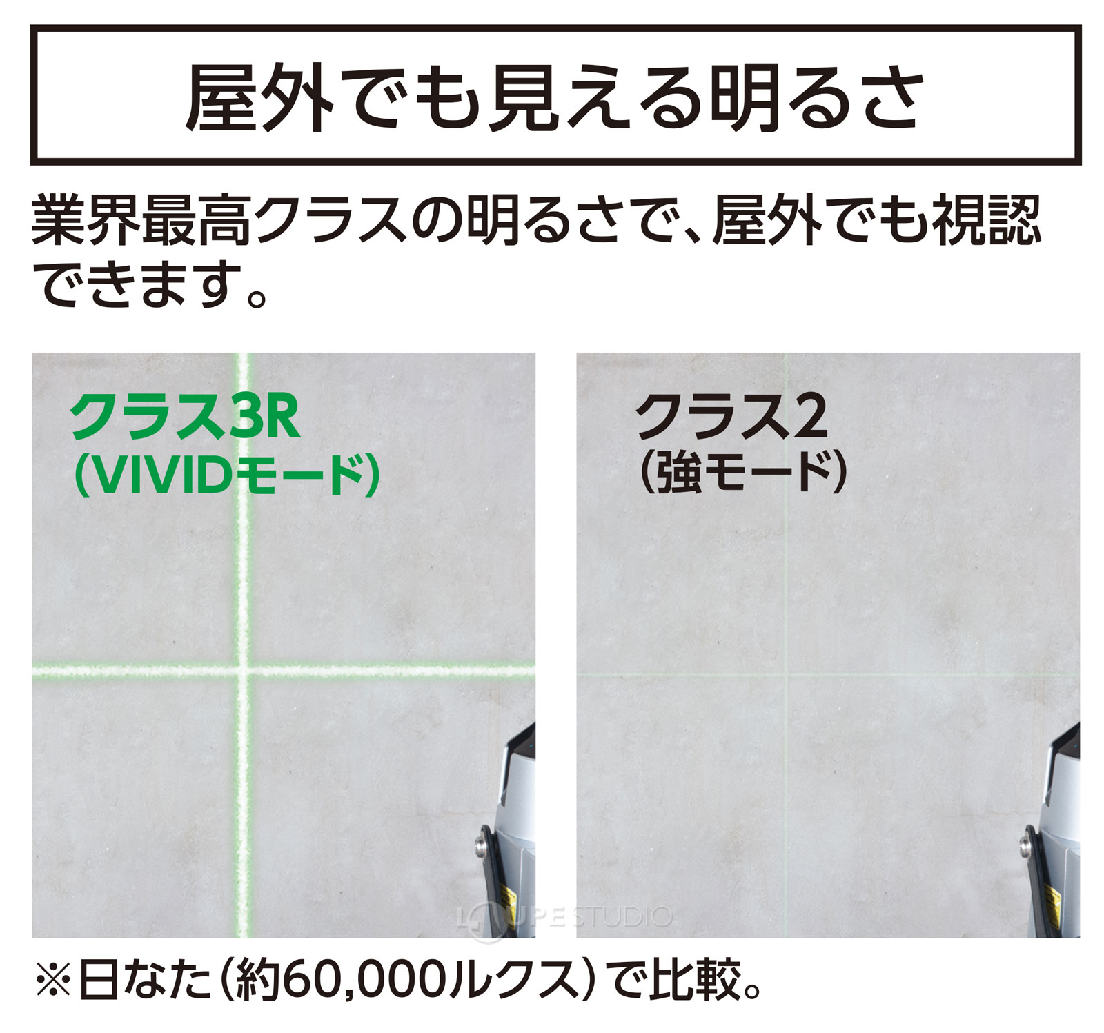 屋外でも見える明るさ 