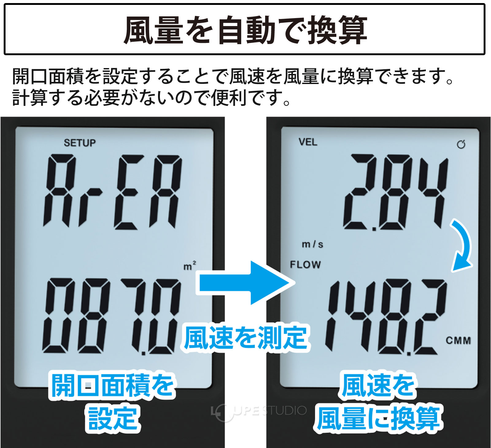 風量を自動で換算