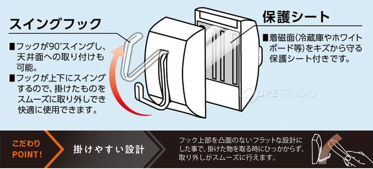 掛けやすい設計 
