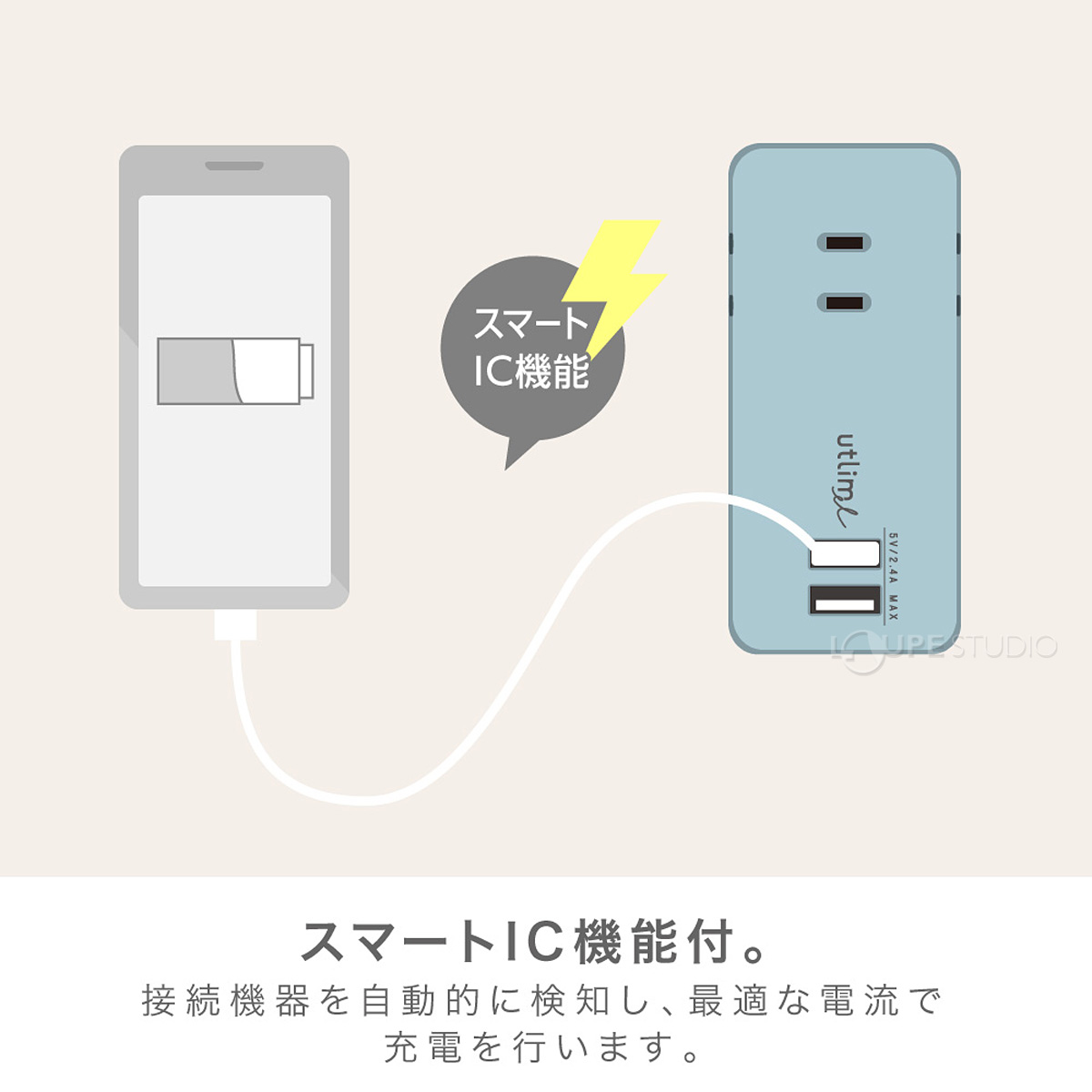 ソニック ポータブルコンセント USBポート付｜カウネット