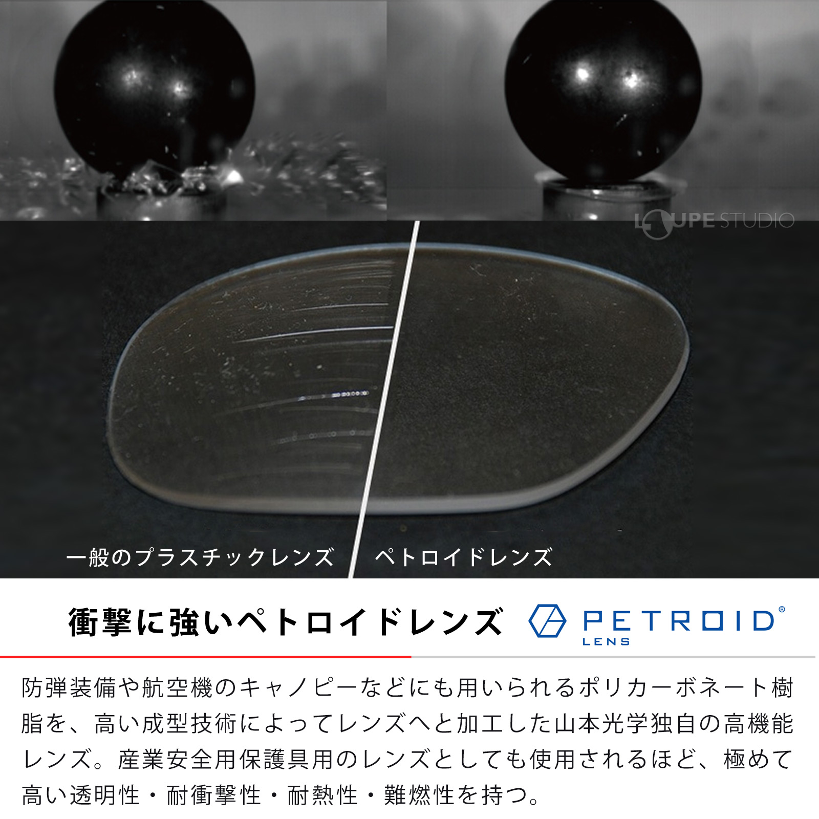 衝撃に強いペトロイドレンズ 