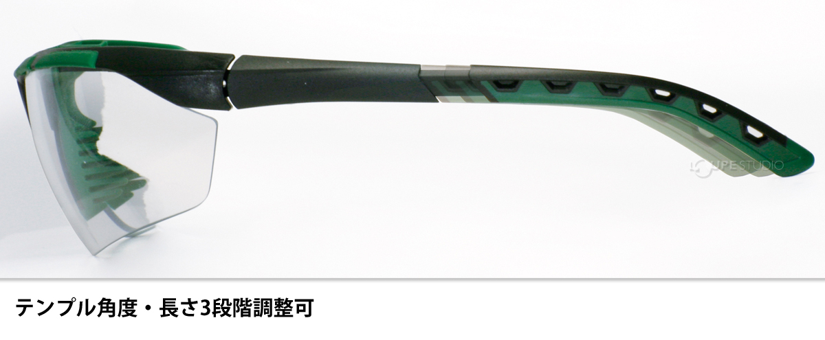 テンプル角度・長さ3段階調整可 