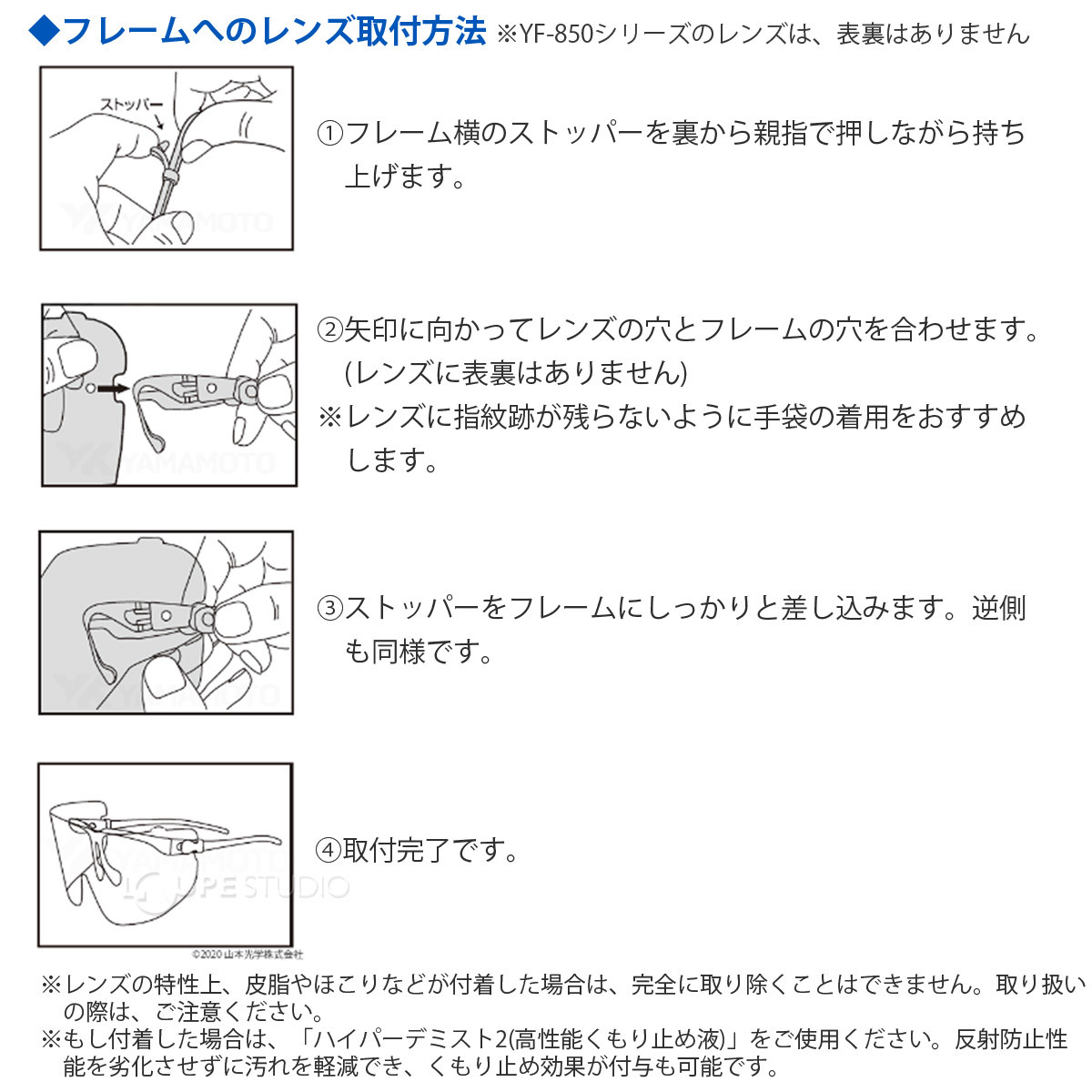 フレームへのレンズ取付方法 