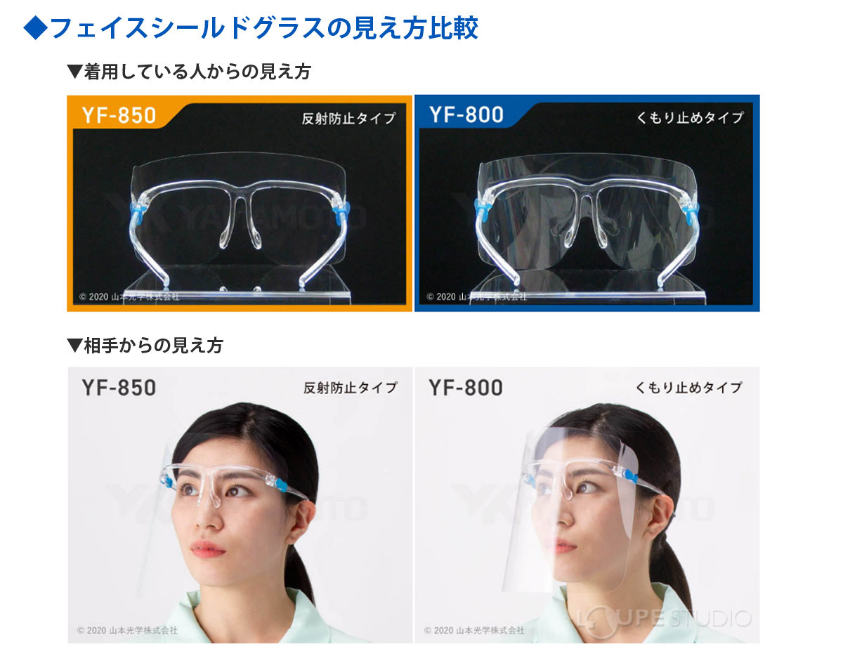 フェイスシールドグラスの見え方比較 