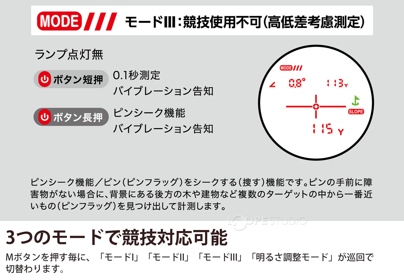 3つのモードで競技対応可能 