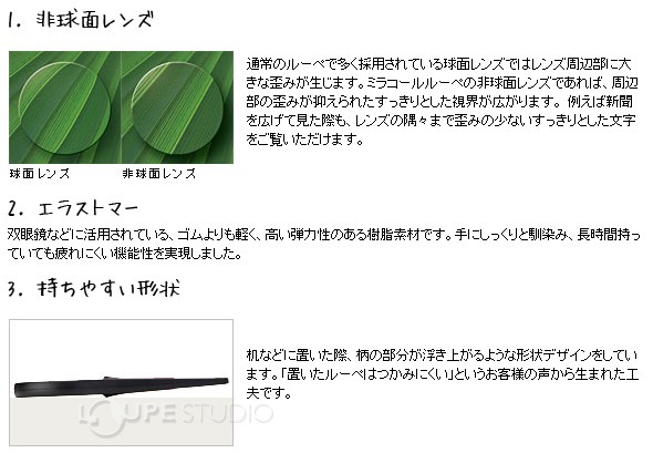 ミラコールルーペ60の特長
