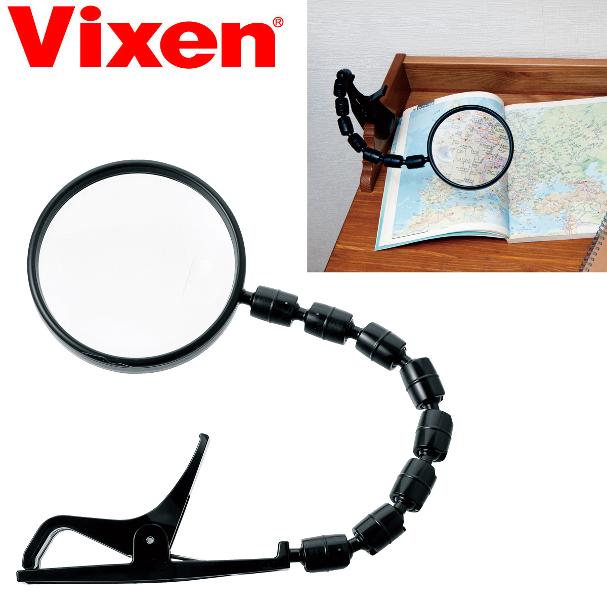 ルーペ クリップ 机 卓上 虫眼鏡 拡大鏡 4倍 小玉 デスククリップルーペ S100 ハンズフリールーペ Vixen ビクセン プレゼント ギフト
