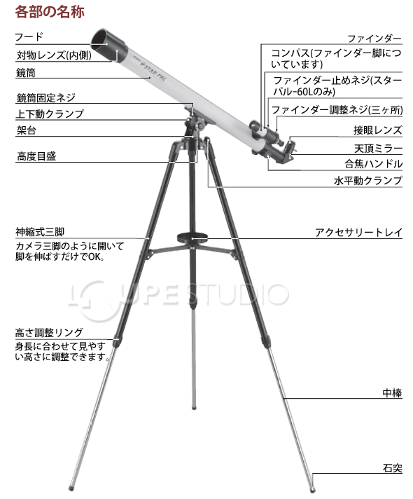 天体望遠鏡 ビクセン 天体望遠鏡 屈折式 スターパル 50L 40倍 133倍 Vixen 33101-7