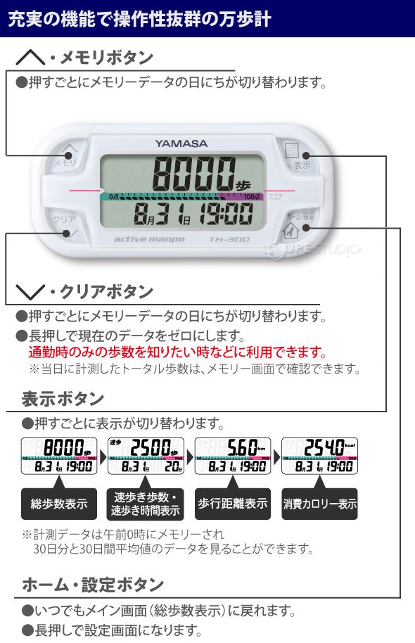 充実の機能で操作性抜群の万歩計
