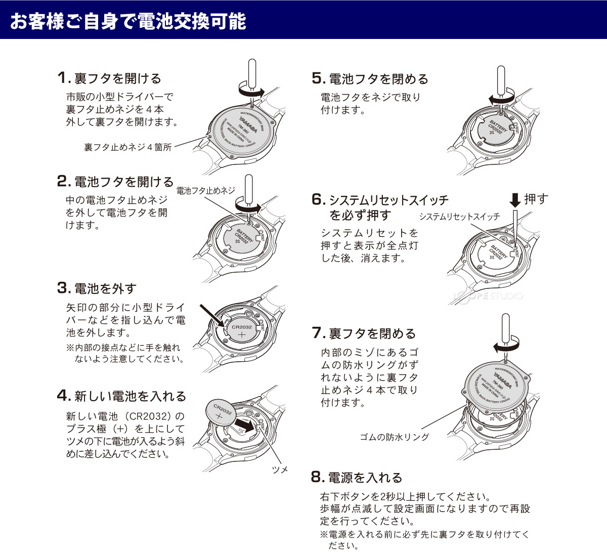 お客様ご自身で電池交換可能 