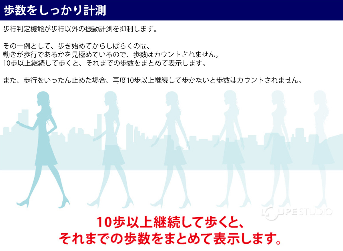 歩数をしっかり計測 