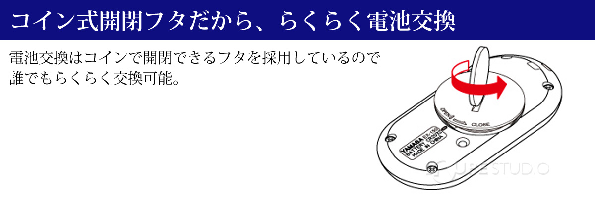 コイン式開閉フタだから、らくらく電池交換