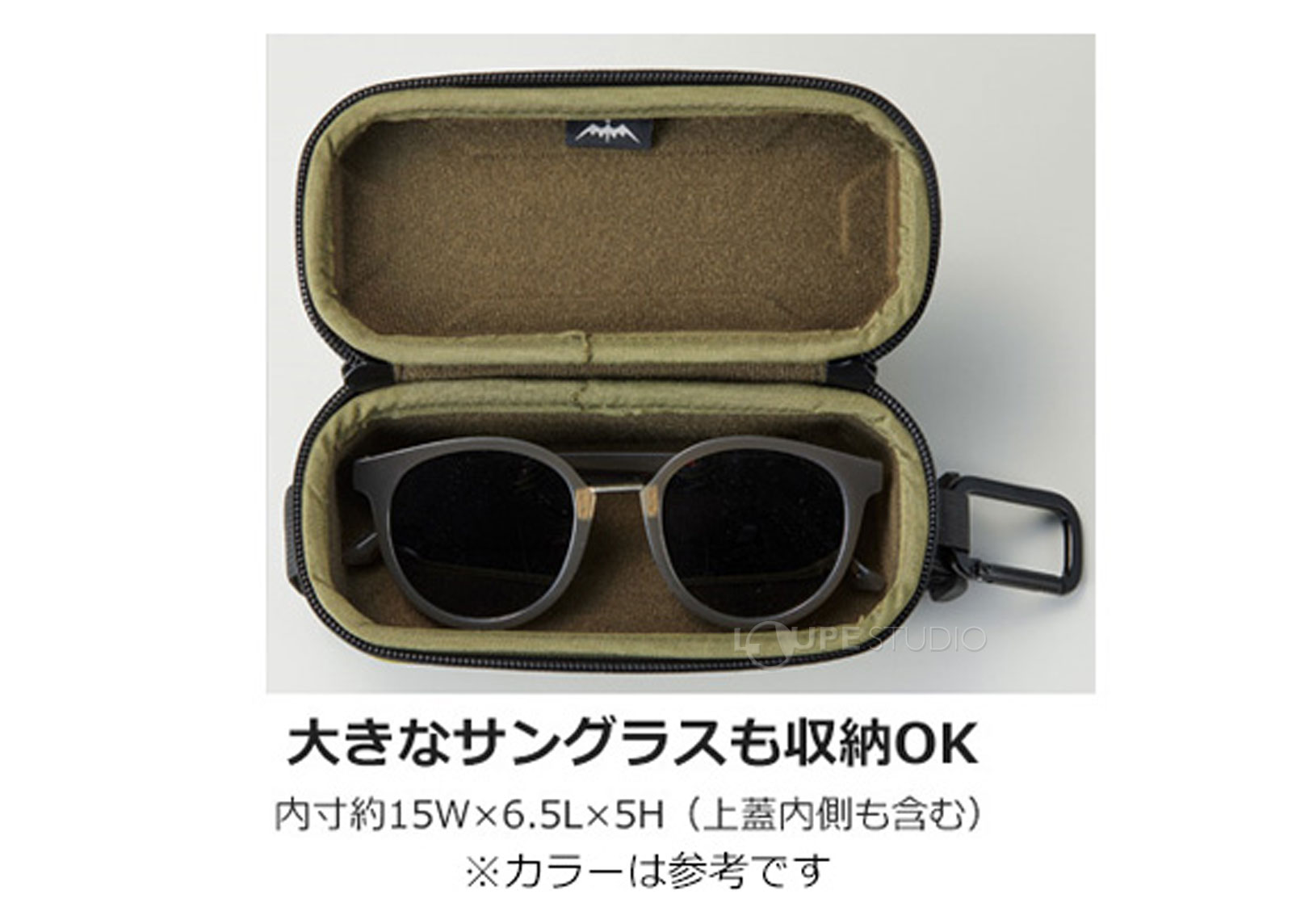 大きなサングラスも収納OK 