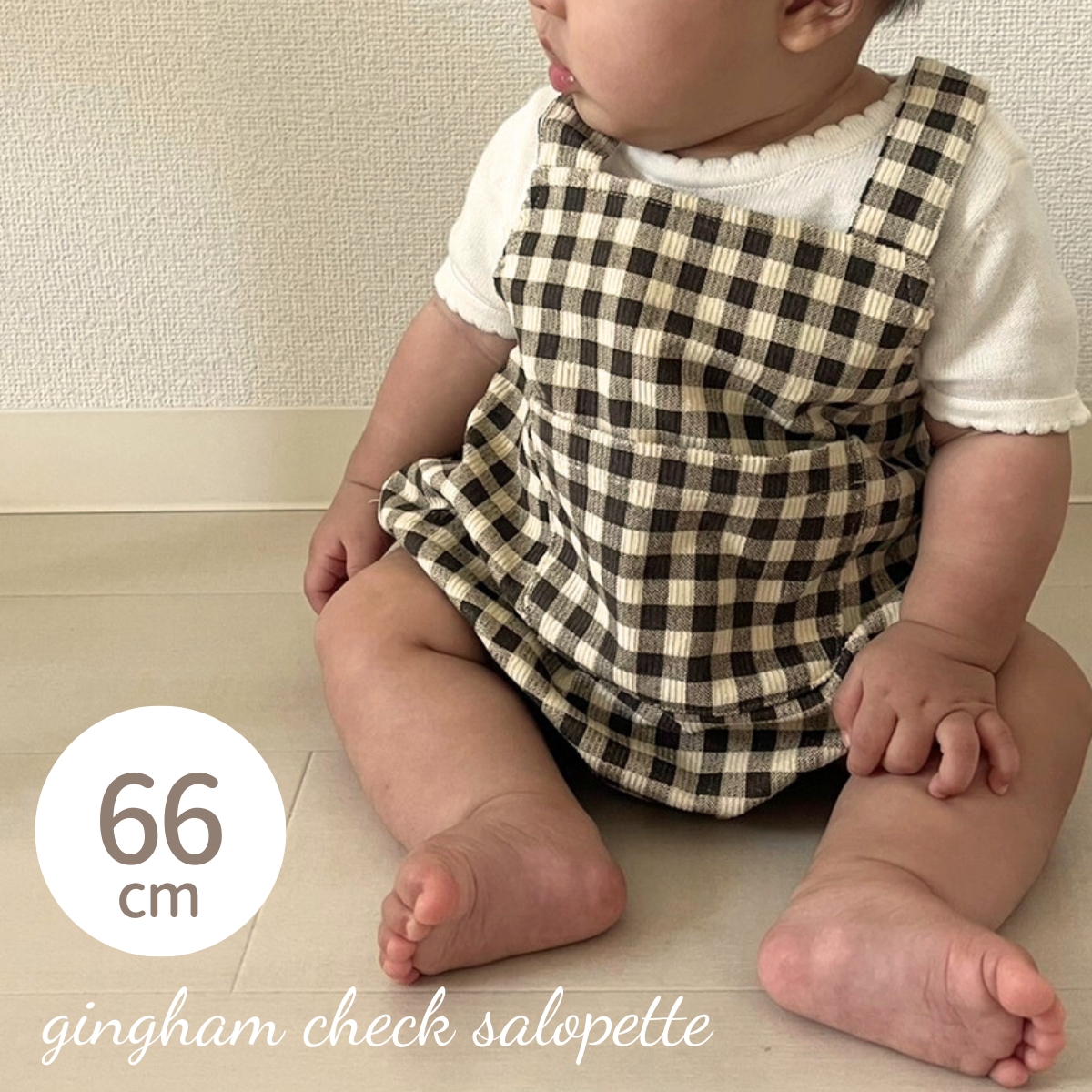 ベビー ロンパース gingham check salopette ギンガムチェック
