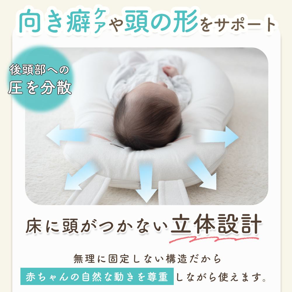 抱き枕 ベビー まくら 絶壁防止 ハグピロー 新生児 赤ちゃん ボディ 向き癖 頭の形 頭変形対策 アニマル かわいい 綿100% 洗える bebenuvoの画像