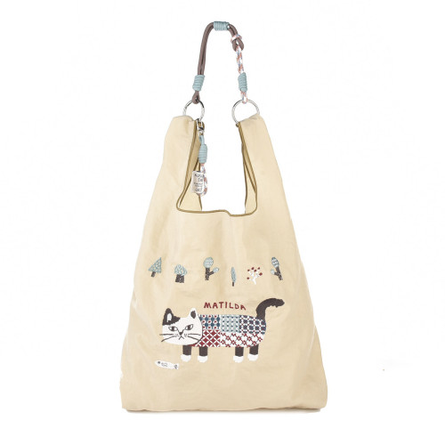 kusuguru ブランド バッグ 撥水 刺繍 2WAY サブ バッグ犬 猫 柄