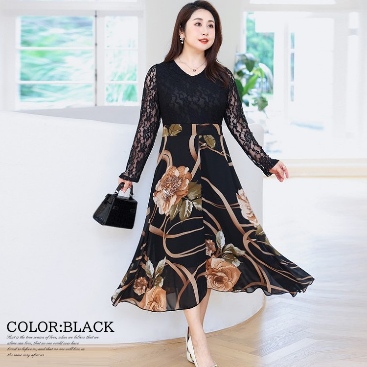 パーティードレス 大きいサイズ 5l 6l 7l 8l 9l 結婚式ワンピース 袖