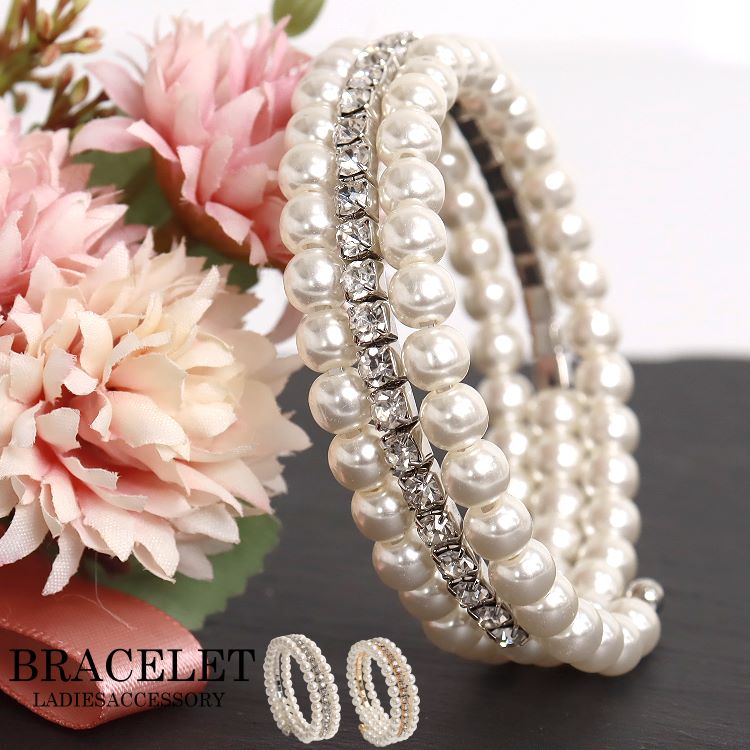 ブレスレット レディース パール バングル 結婚式 アクセサリー