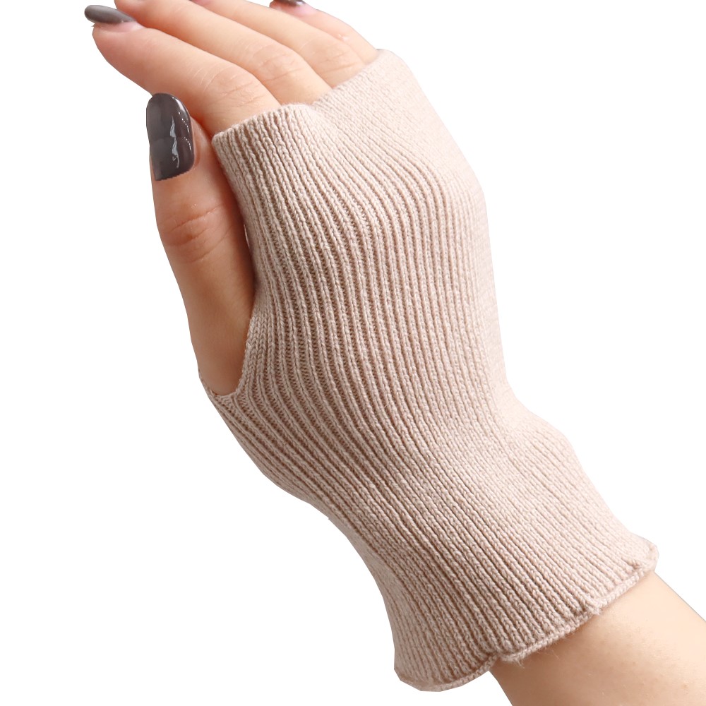 手袋 レディース フィンガーレス シルク ウール混合 暖かい 指なし手袋