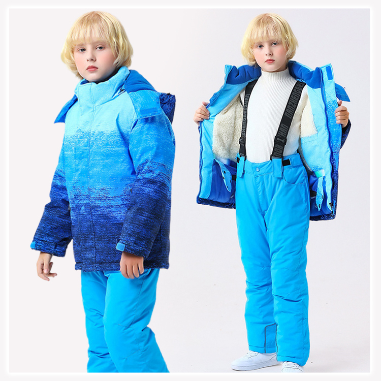 スキーウェア　￼子供用 キッズ スキーウェア ジャケット パンツ 上下2点セット 男女兼用 防風