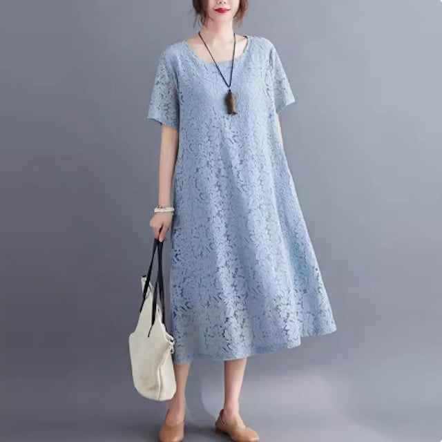 ワンピース 総レース レディース ロング 半袖 シースルー袖 結婚式 二次会 フォーマル 20代 30代 40代 黒 送料無料 | ブランド登録なし | 01