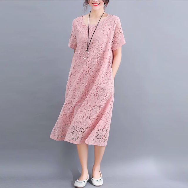 ワンピース 総レース レディース ロング 半袖 シースルー袖 結婚式 二次会 フォーマル 20代 30代 40代 黒 送料無料 | ブランド登録なし | 07