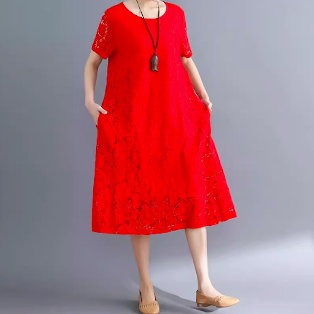 ワンピース 総レース レディース ロング 半袖 シースルー袖 結婚式 二次会 フォーマル 20代 30代 40代 黒 送料無料 | ブランド登録なし | 04