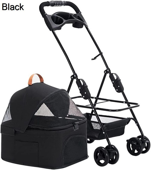 ペットカート 犬 カート いぬ用 バギー 4輪バギー 猫 リュック ペットカート ジッパーレスエントリー猫用ベビーカー360°ホイール : ペットカート