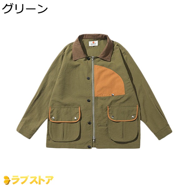 アウター メンズ ジャケット ジャンパー カジュアル ポケット付き カーゴジャケット 作業服 防風 防寒 春 ジップアップ ブルゾン 通勤