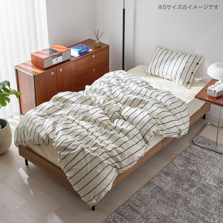 LOWYA（ロウヤ） 寝具カバー セット 4点セット ストライプ ダブル 枕