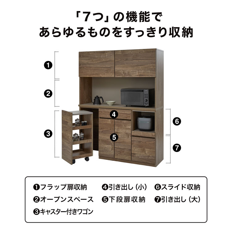 LOWYA（ロウヤ） 食器棚 キッチン収納 キッチンボード レンジボード 