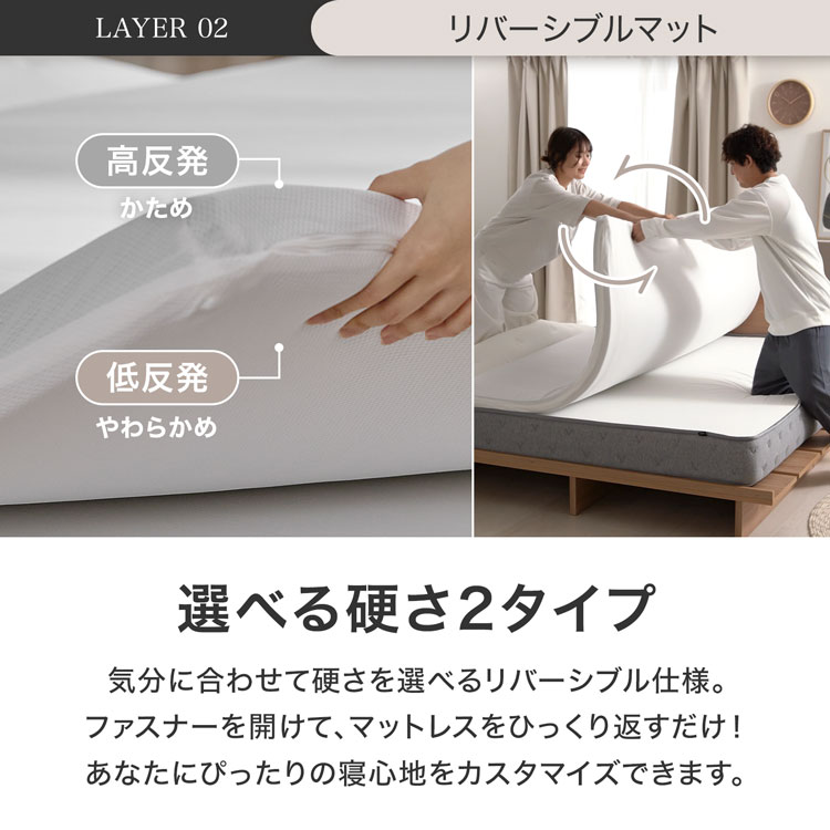 LOWYA（ロウヤ） マットレス クイーン Q ポケットコイル 低反発 高反発