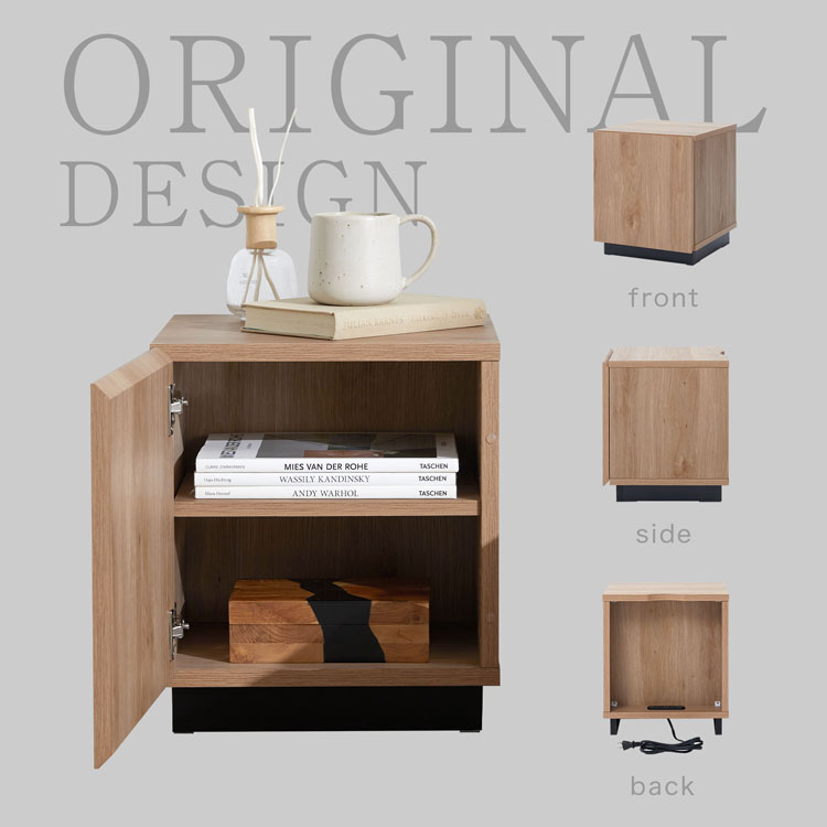 LOWYA（ロウヤ） サイドテーブル ナイトテーブル 収納 収納付き 収納棚