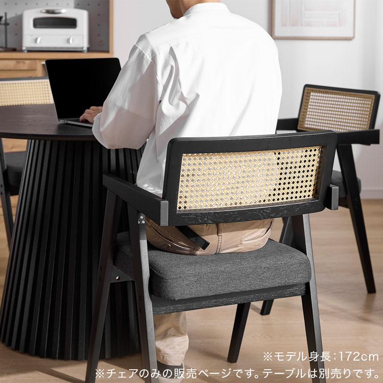 LOWYA（ロウヤ） ダイニングチェア 2脚セット ラタン調 木製 天然木