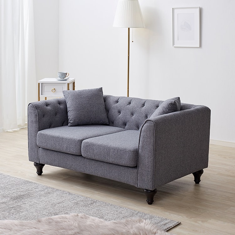 ソファ 2人掛け アンティーク風 ヨーロピアン グレー（引取り可 愛媛県松山市） ソファ 2人掛け アンティーク風 ヨーロピアン グレー（引取り可 愛媛県