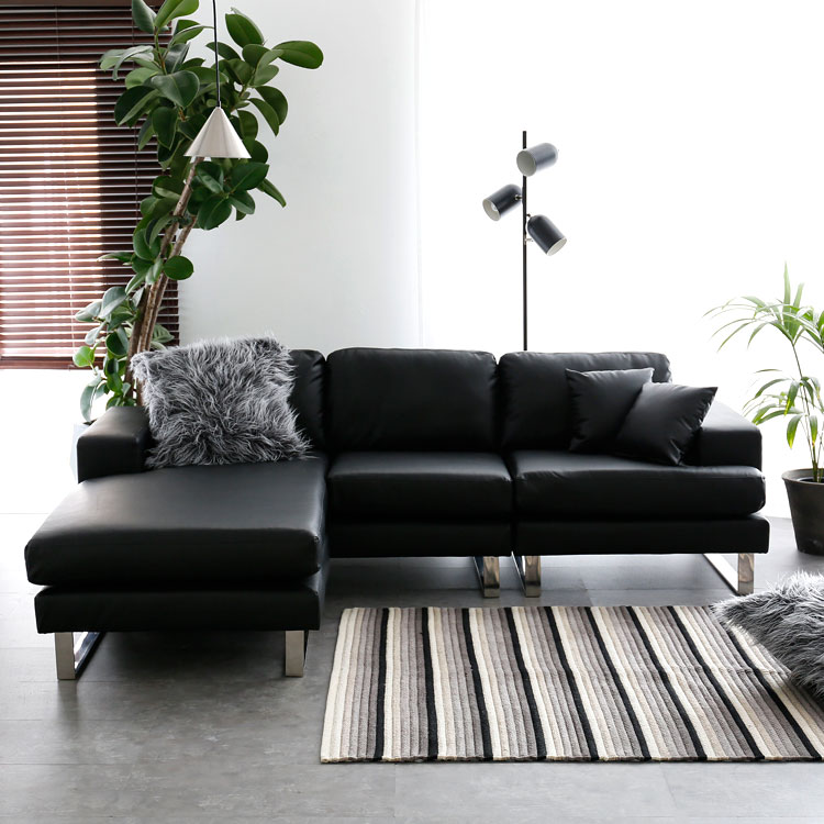 LOWYA（ロウヤ） ソファ ソファー 3人掛け おしゃれ L字 合皮 脚付き