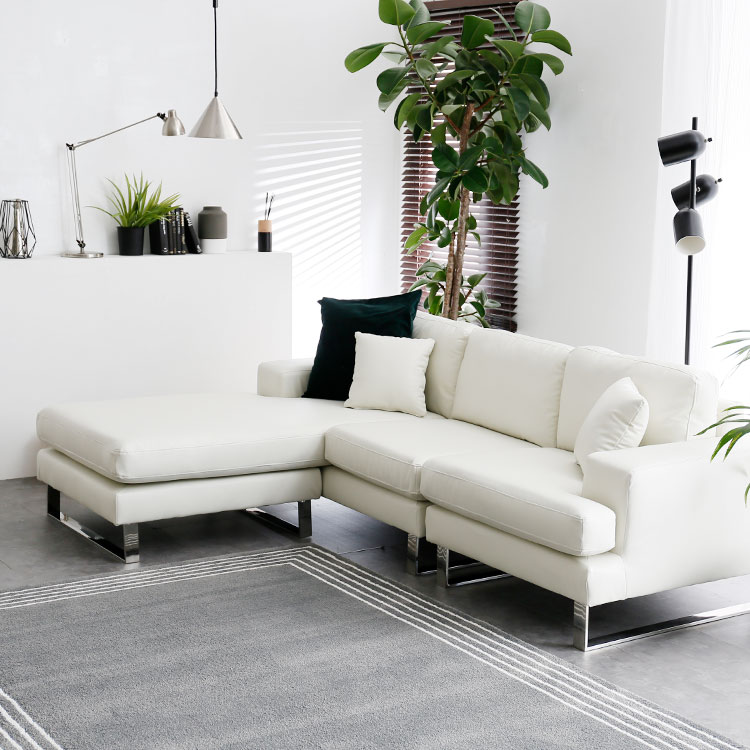 LOWYA（ロウヤ） ソファ ソファー 3人掛け おしゃれ L字 合皮 脚付き