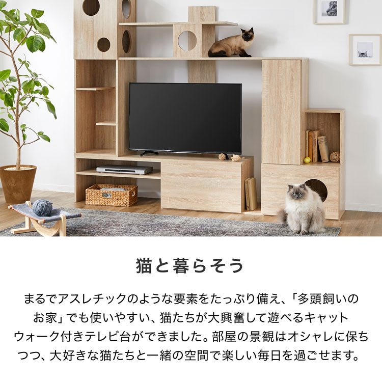 LOWYA（ロウヤ） テレビ台 ハイタイプ キャットタワー キャット