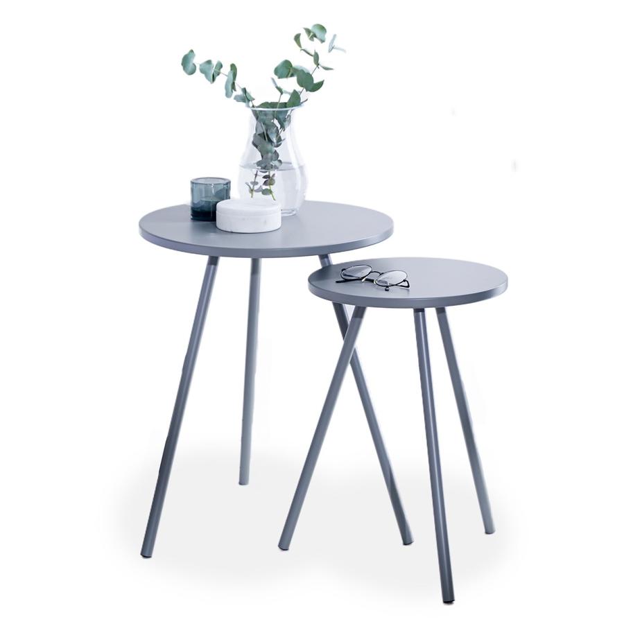 ネストテーブル サイドテーブル おしゃれ 北欧風 円形 コンパクト テーブル ラウンドテーブル 2個 セット テーブルセット ロウヤ LOWYA　20