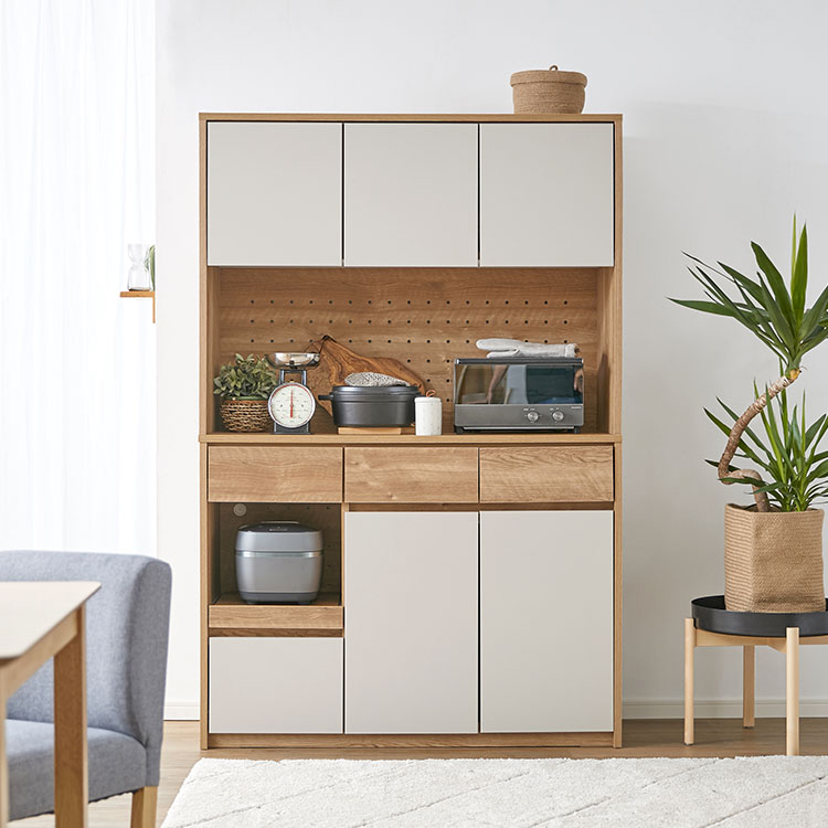 LOWYA（ロウヤ） キッチン 食器棚 おしゃれ 幅120cm レンジ台 キッチン