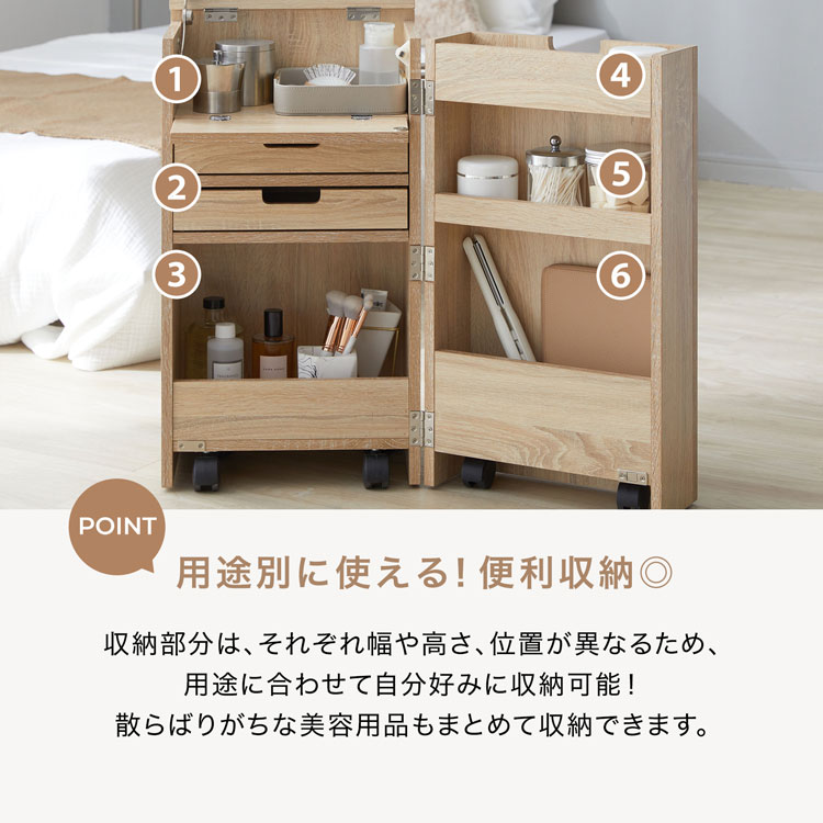 新品　コスメワゴン　収納　便利　コンパクト LOWYA（ロウヤ） ドレッサー コンパクト コスメワゴン 収納 ワゴン 半