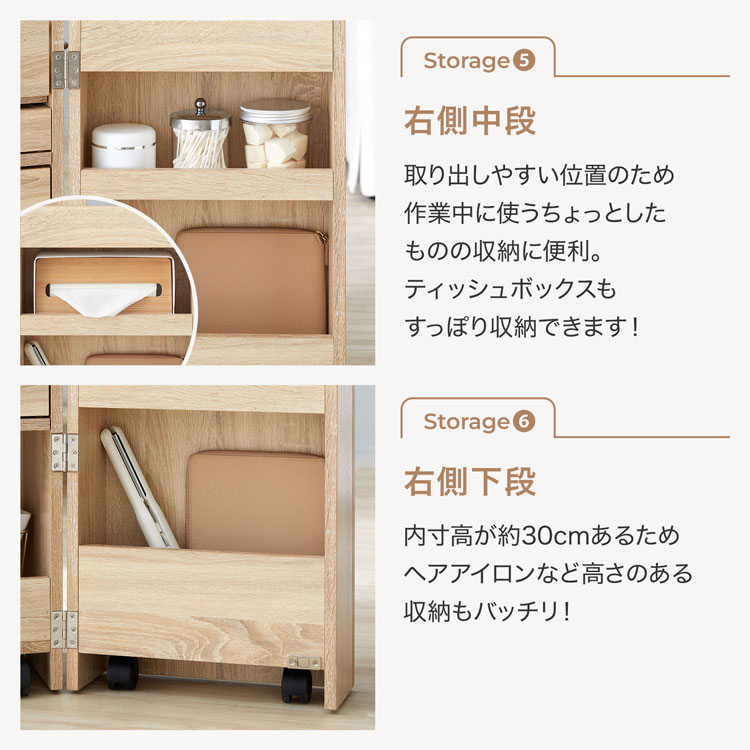 LOWYA（ロウヤ） ドレッサー コンパクト コスメワゴン 収納 ワゴン 半