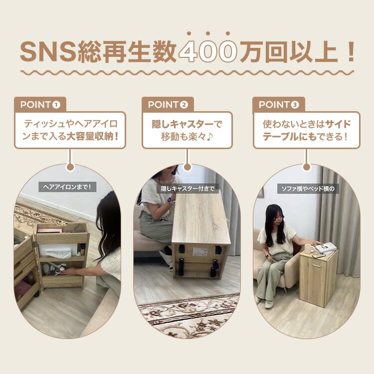 LOWYA（ロウヤ） ドレッサー コンパクト コスメワゴン 収納 ワゴン 半