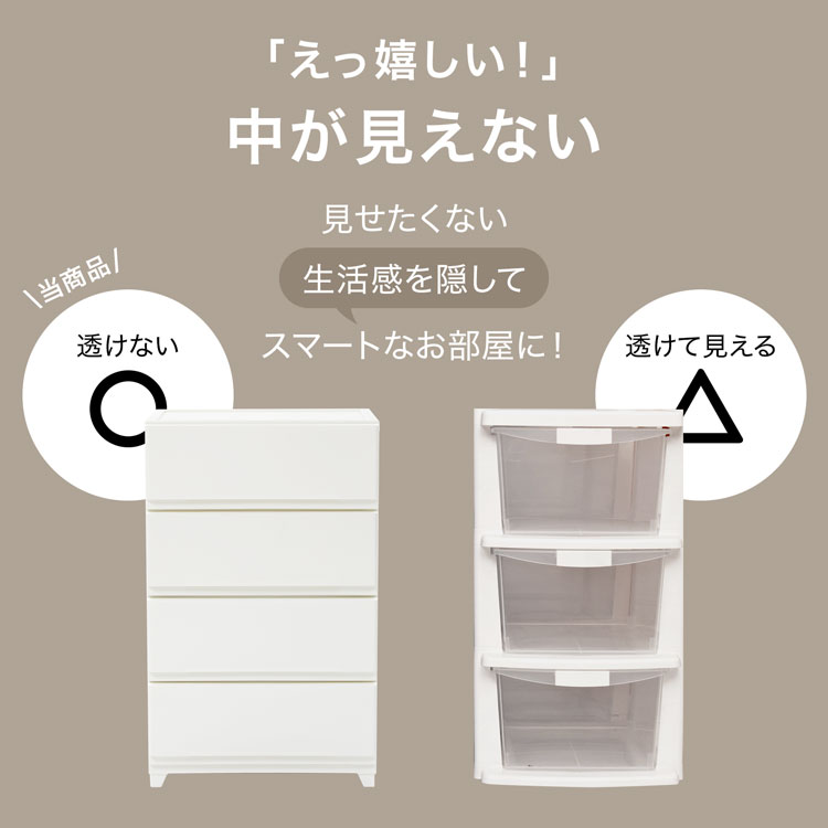 チェスト 大容量 衣装ケース プラスチック 中が透けない収納 壁付け 日本製 国産 ワイド 収納ボックス 収納ケース 引き出し 関連画像3